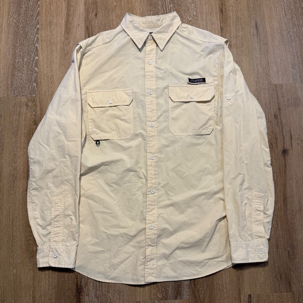 Ralph Lauren Fishing Shirt XL Mens Cream Classic Fit Vented Long Sleeve Utility